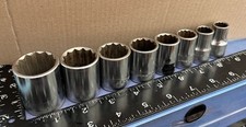 Vintage Britool 8 X BS/W Socket Set Of EB 1/2” Square Drive
