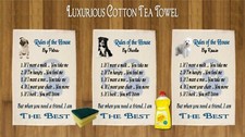 DOG BREEDS RULES OF THE HOUSE TEA TOWEL 100% COTTON IDEAL GIFT  