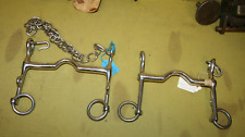 2 fixed Cheek weymouth double bridle bits  stainless steel 41/2  + 5"