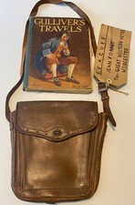 ww2 british satchel for child evacuee with her identity tag, identity card book 