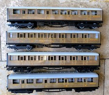 4 x HORNBY OO GAUGE LNER TEAK COACHES, GOOD CONDITION, FREE POSTAGE!