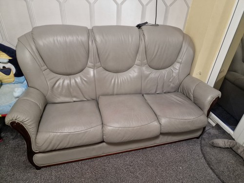 Grey italian leather seater - italian, 3
