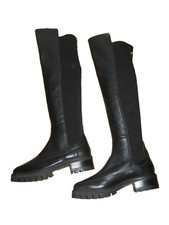New RUSSELL & BROMLEY  Black  Leather Over the Knee/Elasticated Back Boots 38/5