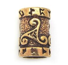Triskelion Spiral Runes Viking Celtic Bronze 7mm Beard Hair bead 