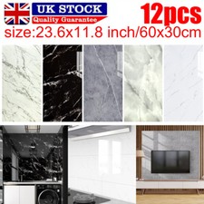 12 Packs Self-Adhesive Grey Marble PVC Cladding Wall Panels for Kitchen Bathroom