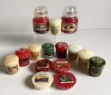 YANKEE CANDLE CHRISTMAS BUNDLE SMALL  JAR VOTIVES WAX TARTS SOME RARE LABELS NEW
