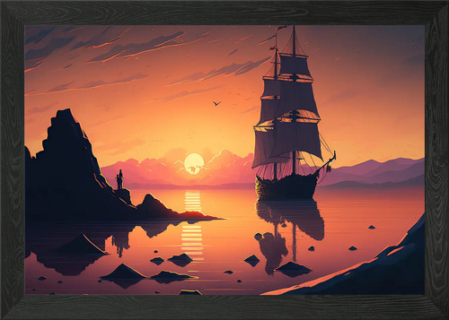 Beautiful sailing ship - ship, framed