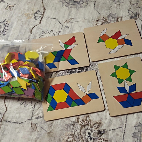 Tangram geometric puzzle set - tangram,