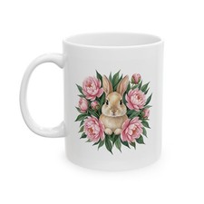 Floral Rabbit Coffee Mug Cute