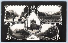Consett Multi view Durham Postcard Real Photo  TN 60