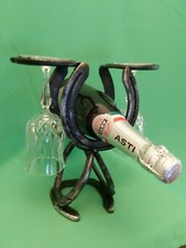 Lucky Horseshoe, Single Wine Bottle and 2 Glasses Holder. Ideal for date night