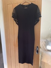 Karen Millen midi black stretch dresss with ribbon sleeve
