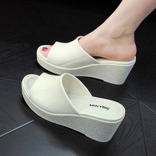 Womens Slip On Sandals Backless Wedge Open Toe Mules Ladies Summer Beach Slides
