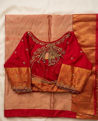 Silk saree with designer aari - designer,