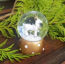 Gisela Graham Gold Polka  Dot Reindeer Christmas Snow Globe Decoration 