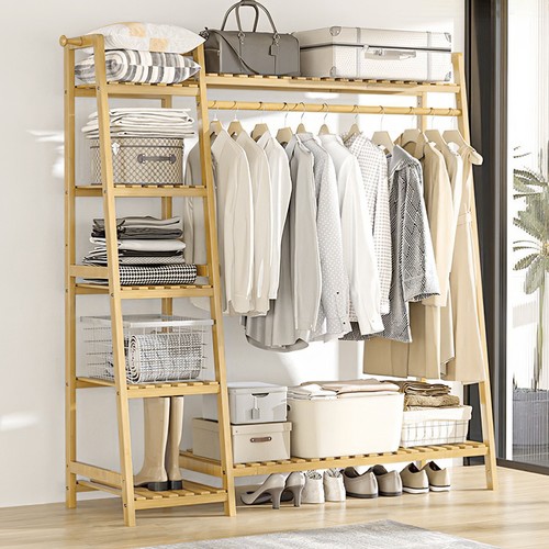 Wood clothes rail rack garment - rail,