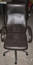Brown Leather Office Chair on Wheels