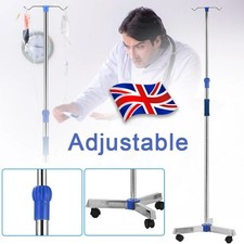 Adjustable IV Pole Stainless Steel IV Drip Stand With Wheels For Home Clinic