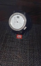 90s Y2K FOSSIL Marc Ecko Paved Rhinestone Bling Big Face Wrist Watch 