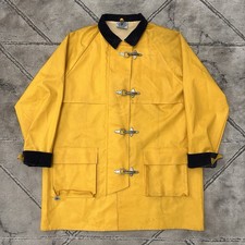 Vintage Charles River Fireman Clasp Yellow Corduroy Collar Rain Jacket - XL Mens
