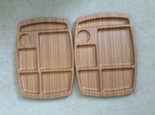 Vintage 2 Retro Quirky Caleppio Ware Melamine Style Faux Wood TV Dinner Trays