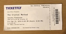 2019 THE CRYSTAL METHOD ATLANTA CONCERT TICKET STUB VEGAS TWEEKEND 615