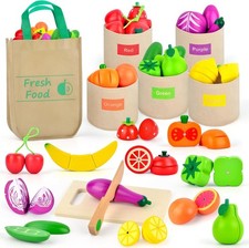 Wooden Play Food Set Color
