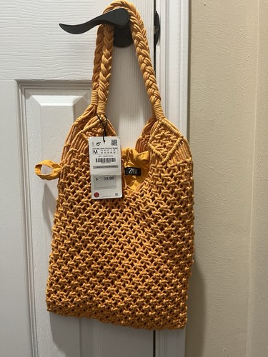 Zara orange knit medium tote - orange,