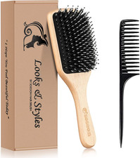Hair Brush,  Boar Bristle Paddle Hairbrush for Long Thick Curly Wavy Dry or Dama