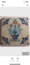 Delft polychrome tile, flower