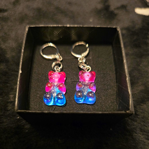 Gummy bear pink blue dangle - blue,