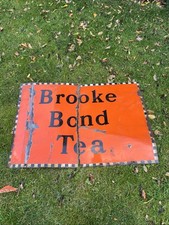Huge Vintage Original Brooke Bond Tea Enamel Advertising Shop Display Sign