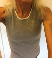 RRP£199 FABULOUS CXD TSE Luxury Grey Cream Cashmere Sleeveless Jumper Knit Tank