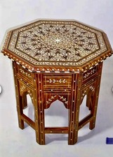 ANGLO  INDIAN  CARVED INLAID HOSHIARPUR TABLE SIDE INLAY TABLE