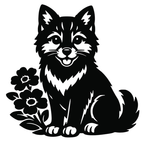Dog and flowers decal - decal, stickers