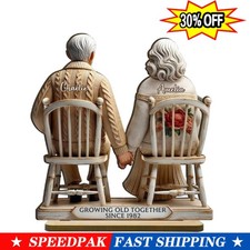 Old  Couple Sitting On Rocking Chairs Personalized Wood Christmas Ornamen t  NEW