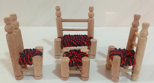 Wooden chairs set - wooden, table