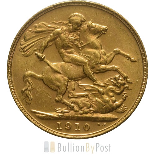 1910 gold sovereign king - gold,
