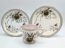 Antique Royal Worcester Chamberlain Porcelain Trio: Cup, Saucer, Side Plate