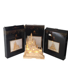 Disney Princess Wooden Light Up Castles Bundle 3 Designs with Boxes Pre-Owned 