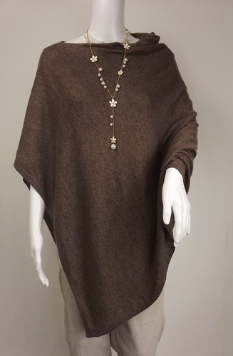 Cashmere poncho brown cape - cashmere,