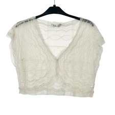 Vintage BHS Bridal Cardigan UK 16 Lace  Beaded Bolero Shrug Wedding