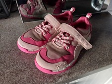 Clarks Pink Girls Trainers Shoes Size 12.5F