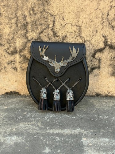 Men scottish stag head sporran - scottish,