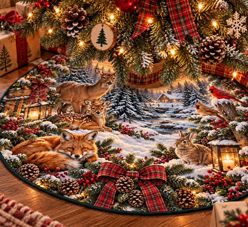 Woodland christmas tree - christmas, skirt