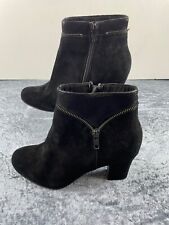 Hotter Vanity Black Suede Ankle Zip Up Heeled Bootie Dress Boots Size UK5.5