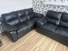 Black Leather Sofa Set 2 & 3 Seater