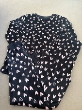 Girl Asda Black Fleece Heart Pyjama Set Age 13-14 New Without Tags