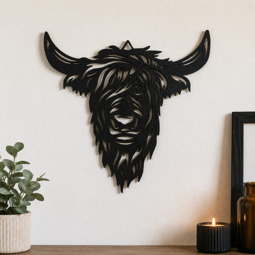 Highland cow wall art 28cm - cow, –