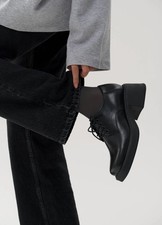 Vagabond leather black chunky Dorah heeled square toe shoes size 37/UK 4